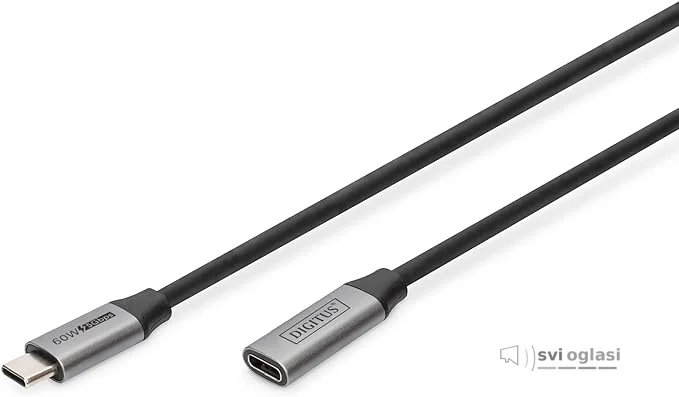 Digitus USB-C extension cable - USB 3.0 Gen1 - female to male - 5 Gbps - 60W Power Delivery - Thunderbolt 3-4k60Hz