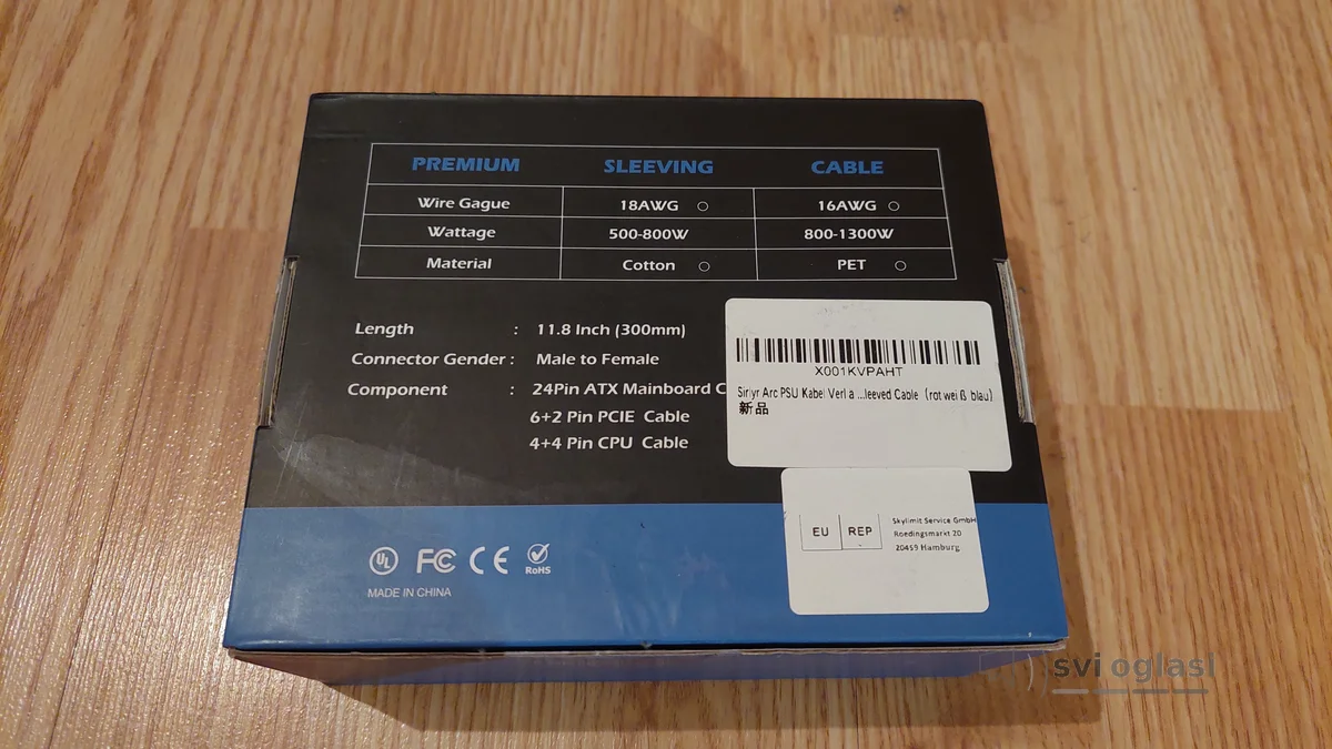 Sirlyr PSU Extension Cable Kit,Custom Sleeved Power Supply Cable Mod for PC Build