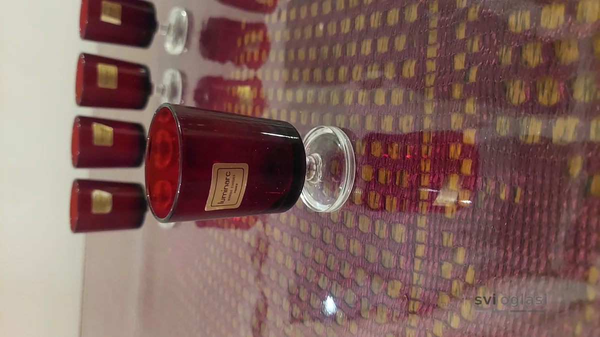 Luminarc Verrerie Darques France Ruby Red Champagne Coupe Glasses, 1970s